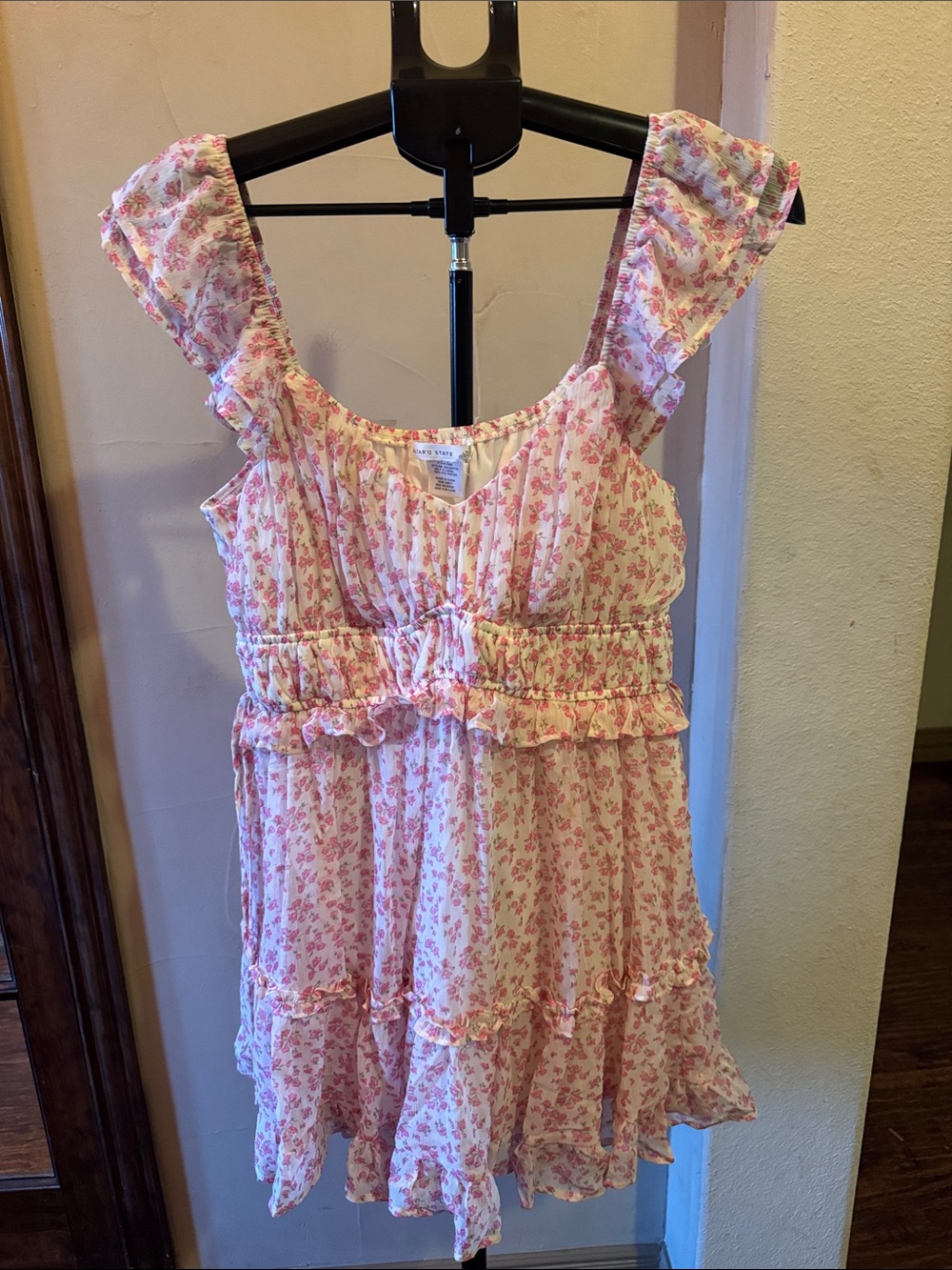 Altar'd State Pink Floral Ruffle Sundress Top